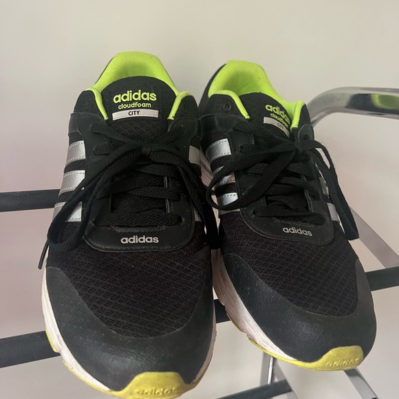 Adidas cloud foam city runners shoes lime green black bright neon athletic gym - Picture 3 of 8